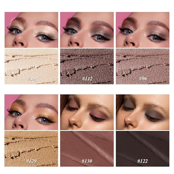 Brown Eyeshadow Stick Makeup 6PCS Set, Neutral Eyeshadow Palette Metallic Shimmer Matte Cream Eye Shadow Eyeliner Brightener Pencil Crayon - TAUPE MAUVE