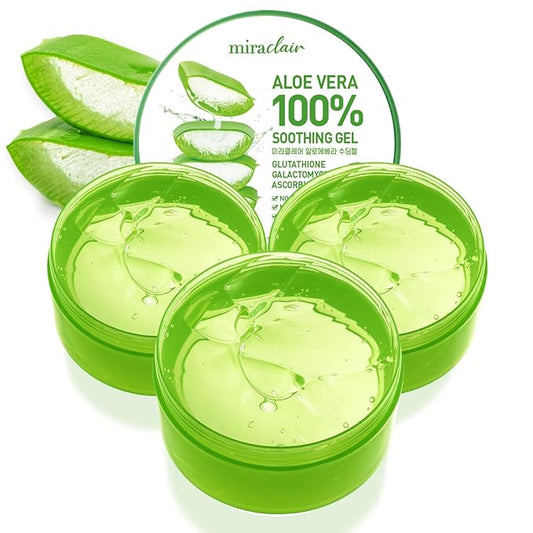 Aloe Vera Gel for Face, Skin, Hair & Sunburn Relief, Made with 100% Pure Aloe Gel for All Skin Types. Made in Korea. 300ml (10.1fl.oz) (3)