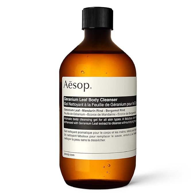 Aesop Geranium Leaf Body Cleanser - Invigorating Gentle Cleansing Gel - Green, Citrus, Fresh - 16.9 fl oz