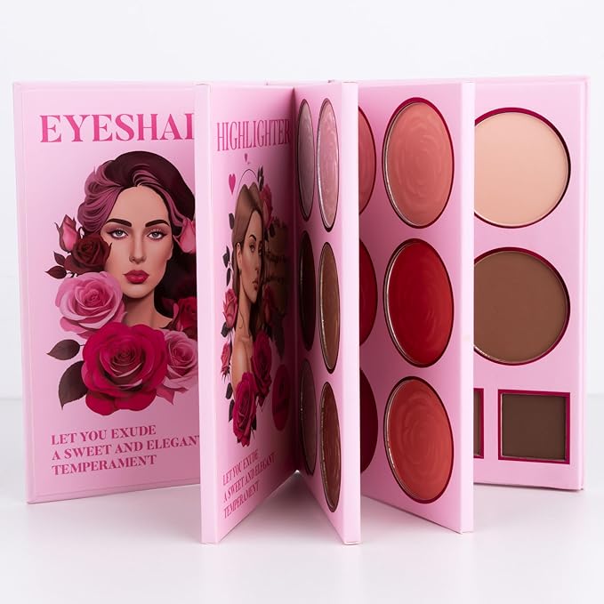 4-Layer Multi - Functional Beauty Book Kit- Style Makeup Palette Ingeniously Combines Eyeshadows, Blushes, Highlighters, Contour Powders In One,Best Choice for A Gift for Women (U103A)