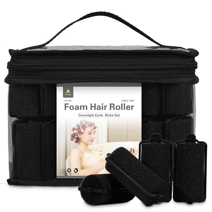 36 Pieces Soft Foam Hair Curlers - Flexible Sleeping Curlers for Hair Styling (1.2inch, Black)