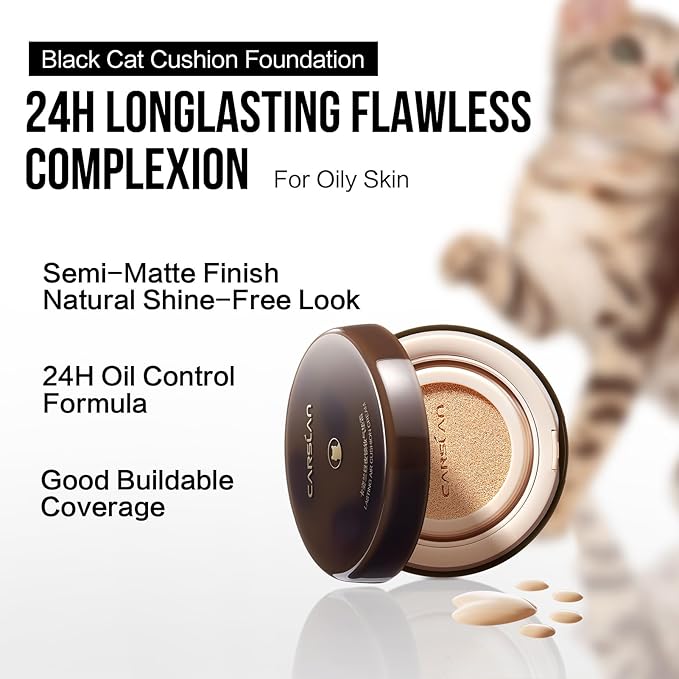 Lasting Air Cushion Cream Face Foundation Makeup, Lightweight, Medium to Full Coverage, Semi-Matte, Long-Lasting Oil Control Finish Foundation, W01 Natural Warm For Oil Skin (Refill Included)