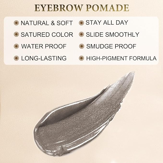 Makeup Kit with 4 Tip Waterproof Microblading Eyebrow Pencil, Eyeliner, Pomade and Dual-ended Brush, Brow Pencil Kit for Natural Looking - Grey