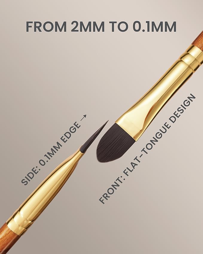 Desert Oak Series Liquid-Sculpt Pro Concealer Brush - Wide Teardrop Head for Under Eyes & Redness, Bubinga Wood, Brass Ferrule (CM 194)