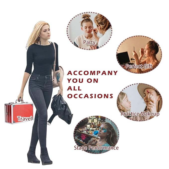 All in One Makeup Kit for Teens, 106 Pcs Professional Makeup Kit for Women Full Kit, Include Eyeshadow Palette, Lipstick Set, Concealer, Foundation, Lipgloss, Makeup Brush(Red)