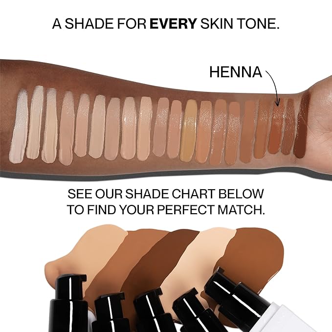 HIDE PREMIUM Liquid Foundation, SEE SHADE FINDER Below For Perfect Match, Multi-Use Waterproof Foundation, Medium/Full Coverage Foundation, Oil Free – We Have a Shade For All Skin Types, 1 fl. Oz. (Henna).