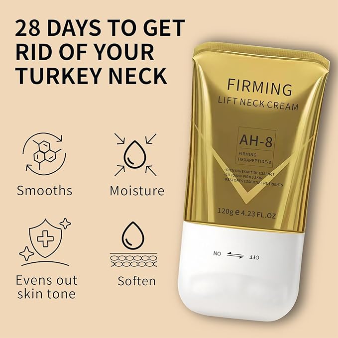 AH-8 Firming Neck Cream with Roller, Tightening & Lifting Cream for Sagging Skin, Contains Hexapeptide, Moisturizing for Face & Body Skin Tightening Cream