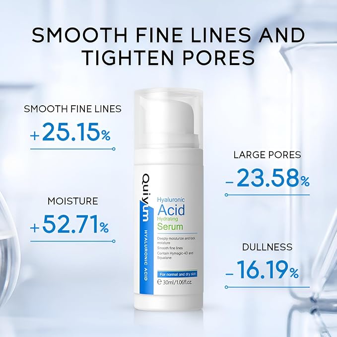 Hyaluronic Acid Serum for Face, Hydrating Face Serum for Dry Skin W/Hymagic-4D, Squalane, Vitamin C & E for Plumping, Hydrating & Anti-Aging Serum, Skin Care, 1.06fl.oz, Pack of 2