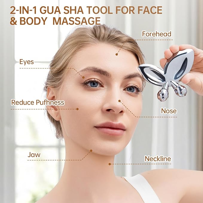Ice Face Roller-3D Butterfly roller for Women,Stainless Steel Gua Sha Facial Massager Tool for Skin Tightening,2-in-1 Body Gua Sha Massager Tool for Muscle Ache&Lymphatic Drainage,Butterfly Decoration