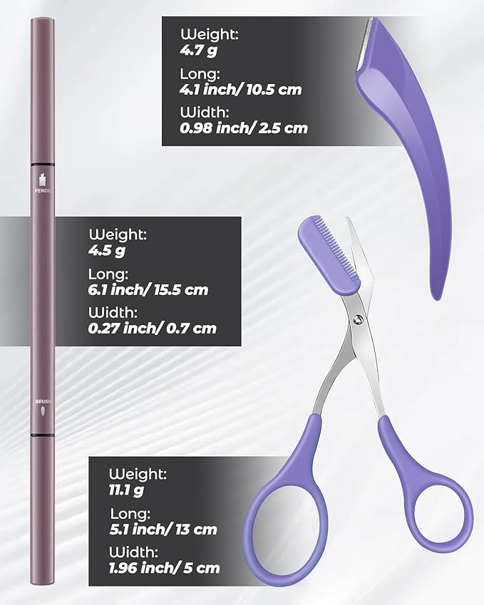 6Pcs Microblading Eyebrow Pencils Brown Waterproof Eye Brow Pencil w/Eye Brow Razor & Scissors Kit 0.5mm Ultra-Fine Tip Creates Hair-Like Strokes for Women Effortless Natural Brows