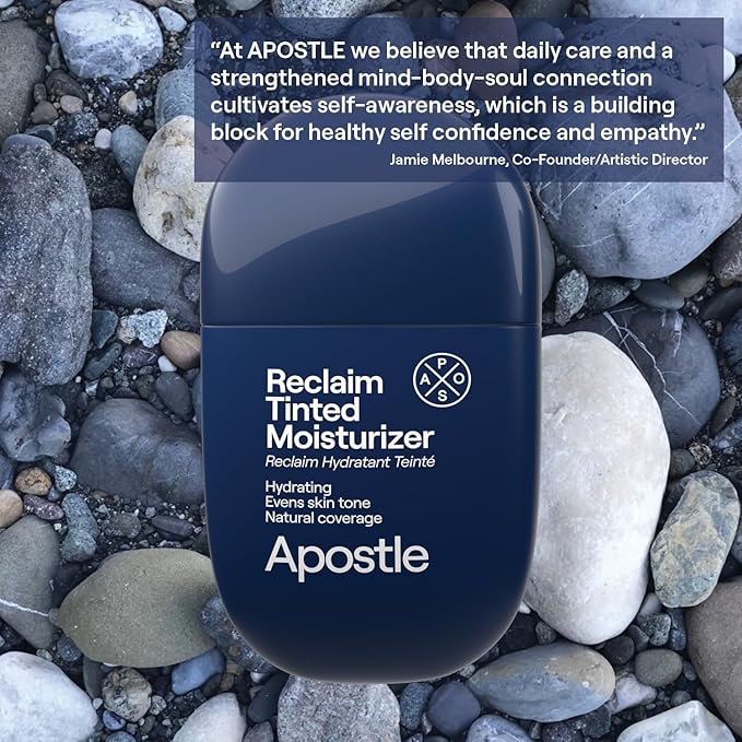 APOSTLE Reclaim Tinted Moisturizer for Men (12 Negril) - Niacinamide, Vitamin E, Squalane, Hyaluronic Acid, Tinted Face Moisturizer For Men. Hydrates, Evens Skin Tone, Reduces Fine Lines, 1 Fl. Oz.