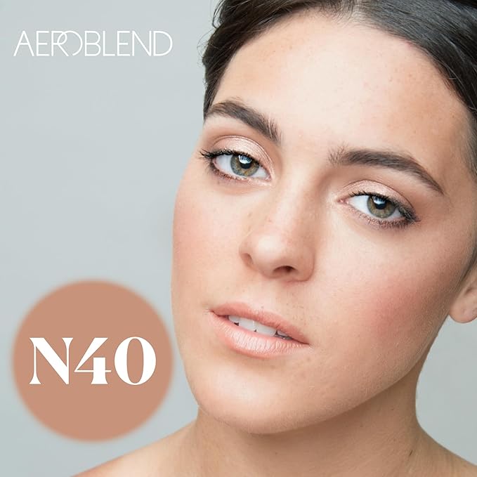 AEROBLEND Airbrush Foundation Makeup (N40) Professional, Water-Based, Buildable, Long-wearing, For all skin types, 1 oz