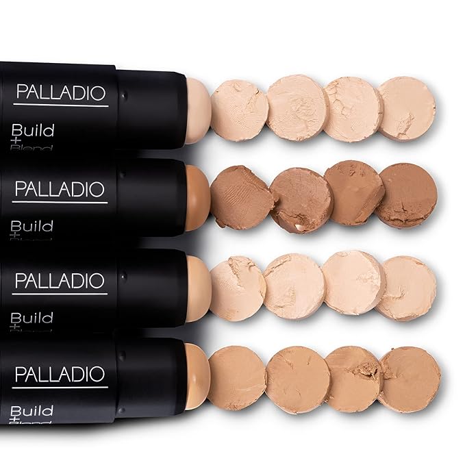Palladio BUILD & BLEND Foundation Stick, Medium Coverage Buildable Contour Stick for Face, Ultra Blendable Creamy Formula for a Natural Shine Free Finish, Professional Makeup for Perfect Look, 0.25 Ounce (Natural Beige)