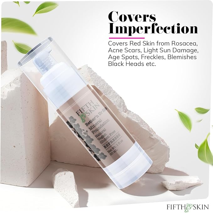 Fifth & Skin: Better’n Ur Skin Liquid Foundation (ESPRESSO - Natural, Organic, Vegan, Cruelty-Free - Gluten-Free Beauty with Buildable Coverage and Palm-Free Luxury - 1 oz