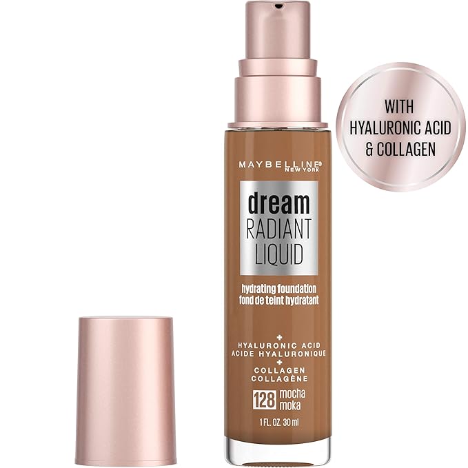 Maybelline Dream Radiant Liquid Medium Coverage Hydrating Makeup, Lightweight Liquid Foundation, Mocha, 1 Fl; Oz