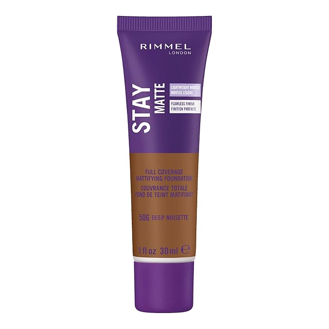 Rimmel London Stay Matte Liquid Mousse - 506 Deep Noisette - Foundation, Lightweight, Shine Control, Oil-Free, 1oz