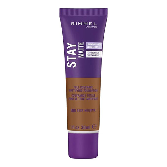 Rimmel London Stay Matte Liquid Mousse - 506 Deep Noisette - Foundation, Lightweight, Shine Control, Oil-Free, 1oz