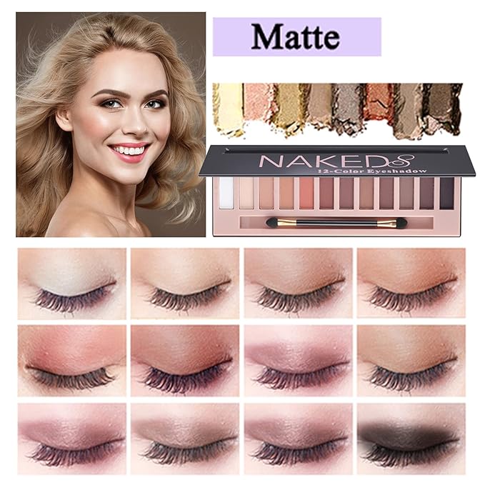 All In One Makeup Kit Full Kit, 3 Pcs Cream Contour Sticks,12 Colors Eyeshadow Palette,Full Coverage Foundation, 6 Colors Lipstick Set, Waterproof Eyeliner and Mascara (101# Porcelain)