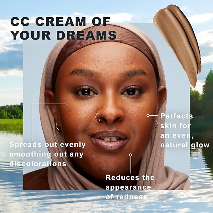 Lumene Color Correcting CC Cream - Lightweight Foundation with Medium Coverage - Redness Reducing Face Makeup for a Glowing Complexion - Vegan Formula + Suitable for All Skin Types - Deep (1 fl oz)