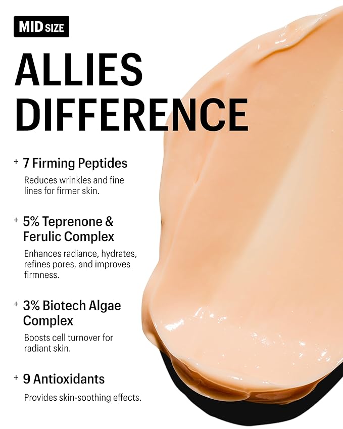 Allies of Skin Peptides & Antioxidants Advanced Firming Daily Treatment with 13 Brighteners, 9 Antioxidants, 7 Firming Peptides, 5% Teprenone & Ferulic Complex and 3% Biotech Algae Complex 20ml/0.67oz