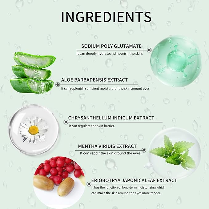 Aloe Vera Eye Masks - 60 Pcs - Reduce Puffy Eyes & Dark Circles, Firm & Improve Under Eye Skin, Pure Natural Extracts for Youthful Appearance & Reduction of Fine Lines and Wrinkles