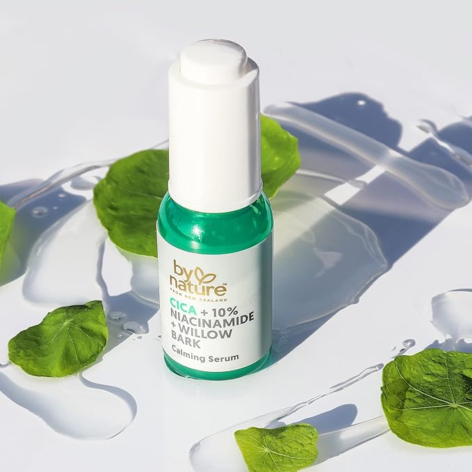 By Nature Calming Face Serum - Cica+10% Niacinamide+Willow Bark - Purifying Facial Serum with Cica Plant Extract & Texture Enhancing Niacinamide - Skincare from New Zealand - 1 fl. Oz