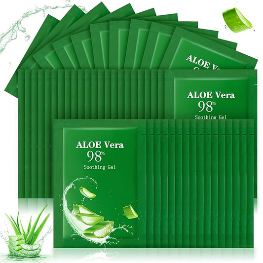 60 Pcs Aloe Vera Gel Bulk Travel Size Soothing Gel 98% Organic Aloe Vera Moisturizer for Skin and Hair Face Moisturizer for Sunburns Relief, Razor Burns, DIY Skincare