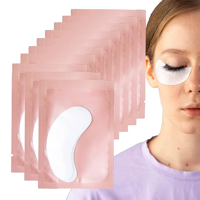50 Pairs Under Eye Pads, Hydrogel Eye Patches for Eyelash Extension, Lash Gel Pad, Eyelash Extension Gel Patches, DIY False Eyelash Makeup Eye Gel Pad, Fit Most Eye Shape Stick Well