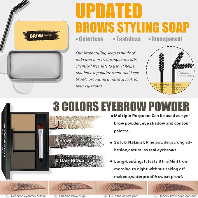 All in One Makeup Kit,Includes Naked Eyeshadow Palette,Liquid Foundation,Lipstick Set,Mascara,Makeup Brush,Makeup Sponge,Eyebrow Powder,Eyebrow Soap,Eyeliner Stamp, Primer,Contour Stick,Cosmetic Bag