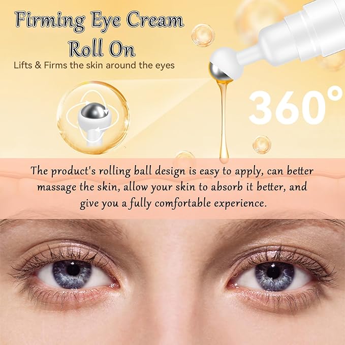 Caffeine Eye Cream Eye Serum, Under Eye Roller Cream for Dark Circles and Puffiness, 0.51 Fl Oz