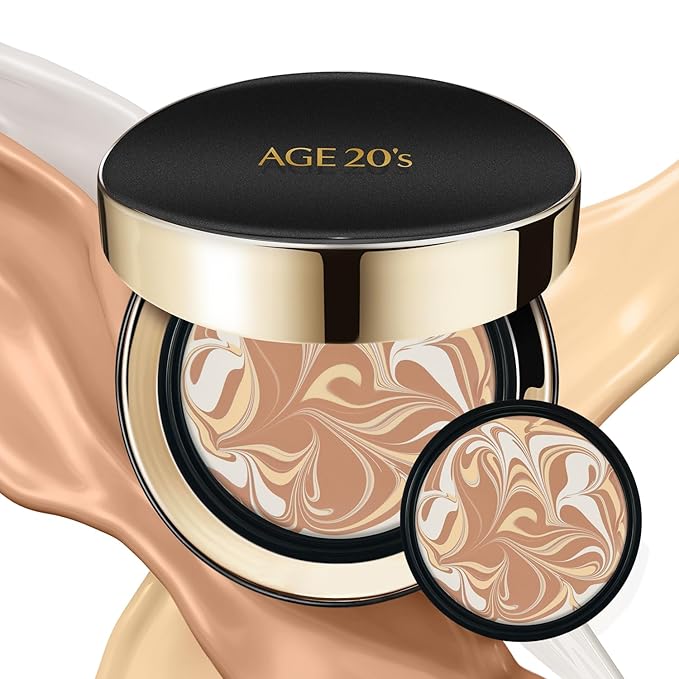 AGE20'S Signature Essence Pact SPF 50+ | Pack of 2 | 23 Medium Beige | Cream Foundation, Dewy Finish, Natural Coverage | Korean Cushion Foundation
