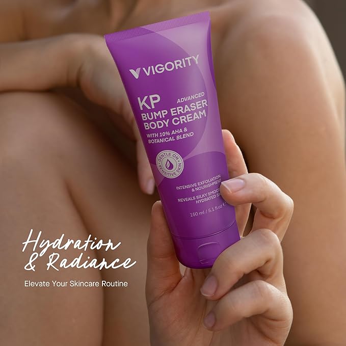 Vigority Keratosis Pilaris Treatment Cream with Lactic Acid – KP Body Bump Exfoliating Moisturizer for Rough, Bumpy, Dry & Flakey Skin, Strawberry Legs – 5.1 Oz