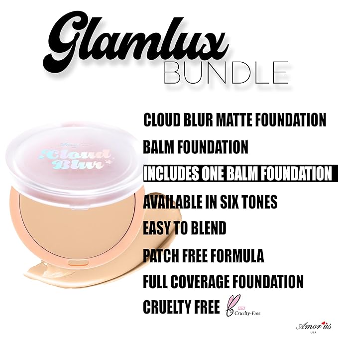 Beauty Amorus Cloud Blur Matte Balm Foundation, Full Coverage, Creamy Smooth Made in Korea, K-Beauty, Even Buildable Texture, Patch Free, Easy to Blend (Buff Beige, 0.3 oz)