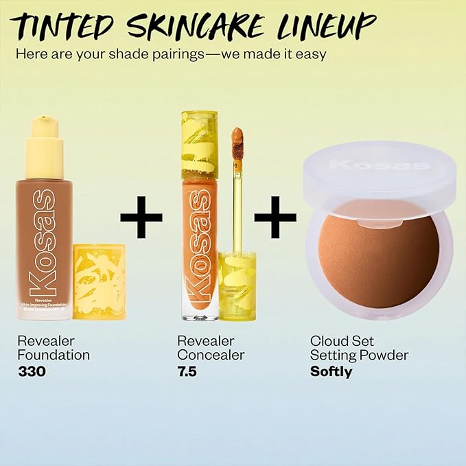 Kosas Revealer Skin-Improving Foundation with SPF 25 Protection - Hydrate, Brighten, Soothe, Plump, Protect Skin - Clean Formula, Natural Finish and Clean Formula - Medium Deep Neutral Warm 330