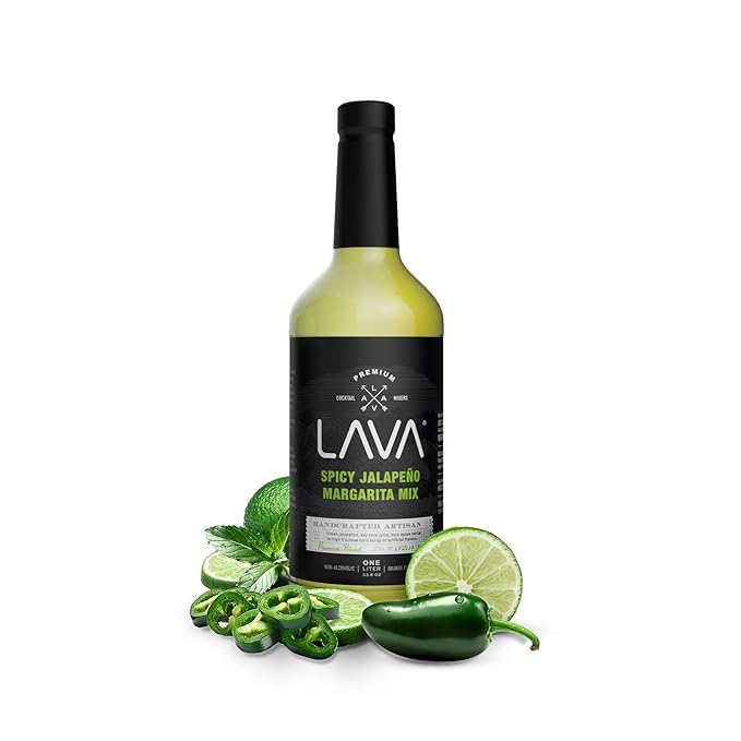 (3 Pack) LAVA Premium Margarita Mix Variety Pack Comes with Spicy Jalapeno, Skinny Margarita, & Spicy Watermelon Habanero, 1-Liter (33.8oz)