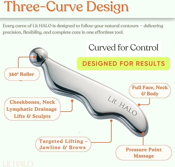 4-in-1 Gua Sha Massager: Stainless Steel Cryo Gua Sha Facial Tools for Face, Neck, Body – Lymphatic Drainage Massager, Facial Roller, Reduce Puffiness, Improve Circulation Beauty Tools