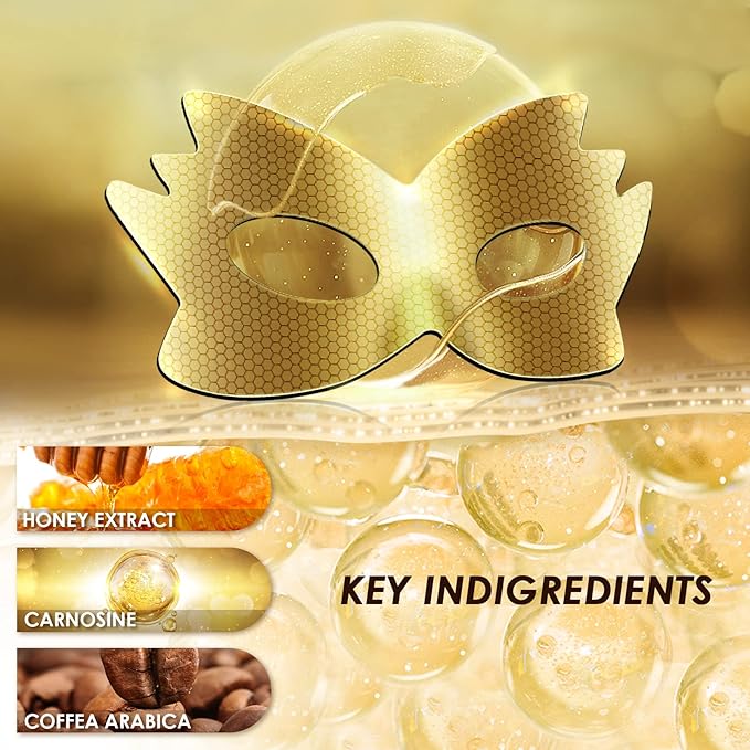 24k Gold Eye Masks, Under Eye Patches Honeycomb Eye Treatment Mask for Dark Circles and Puffiness, Eye Care Pads Skincare Reduce Puffy Wrinkles Eye Patch Gift for Adults Women Men Kids Girls -8 PCS