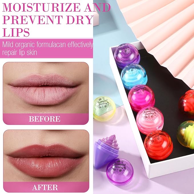 48 Pcs Ice Cream Party Decorations Lip Balm New School Classroom Gift for Preschool Toddler Back to School Exchange Party Favors Fruit Taste Lip Care Gift Birthday Gift Moisturizing Lip Balms