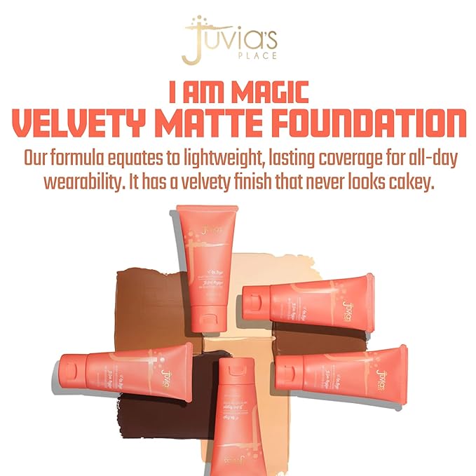 Juvia's Place I Am Magic Velvety Matte Liquid Foundation 510 - Aruba - Medium w/Golden Undertone, Makeup Foundation Full Coverage, Lightweight, Long Wear, Velvety Matte Finish