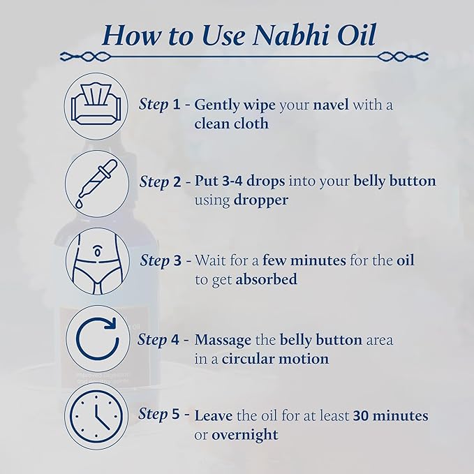 Blue Nectar Ayurveda Navel Oil with Ghee & Olive for Belly Oiling | Natural Belly Button (Nabhi) Oil for Radiant Skin & Deep Hydration (22 Herbs, 1 Fl Oz)