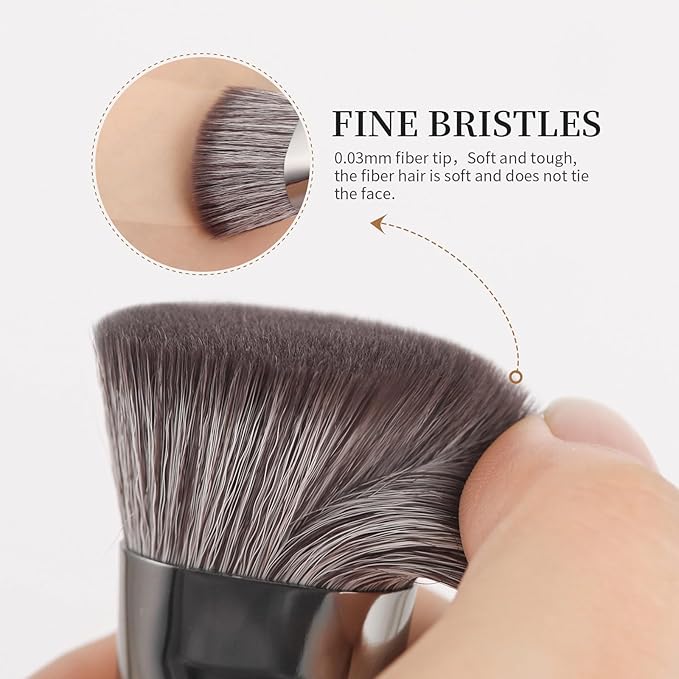 DUcare Foundation Brush Contour Bronzer Self Tanner Makeup Brushes for Liquid Makeup Flat Top Professional Buffing Blending Mineral Powder Face Brush, Black