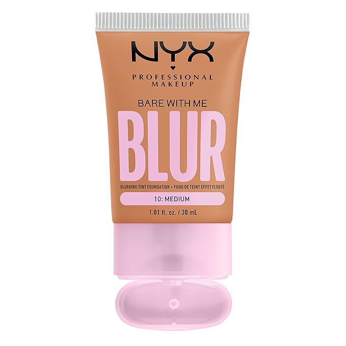 NYX PROFESSIONAL MAKEUP Bare With Me Blur Skin Tint Foundation Make Up with Matcha, Glycerin & Niacinamide - Medium