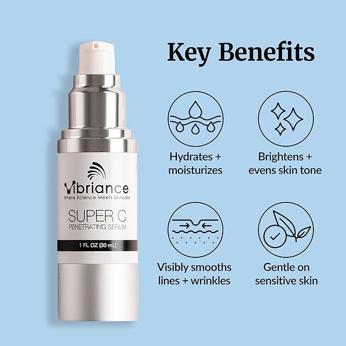 Vibriance Super C Serum for Mature Skin - All-in-One Vitamin Formula Hydrates, Firms, Lifts, Smooths, Targets Age Spots, Wrinkles, 1 fl oz - Pack of 3