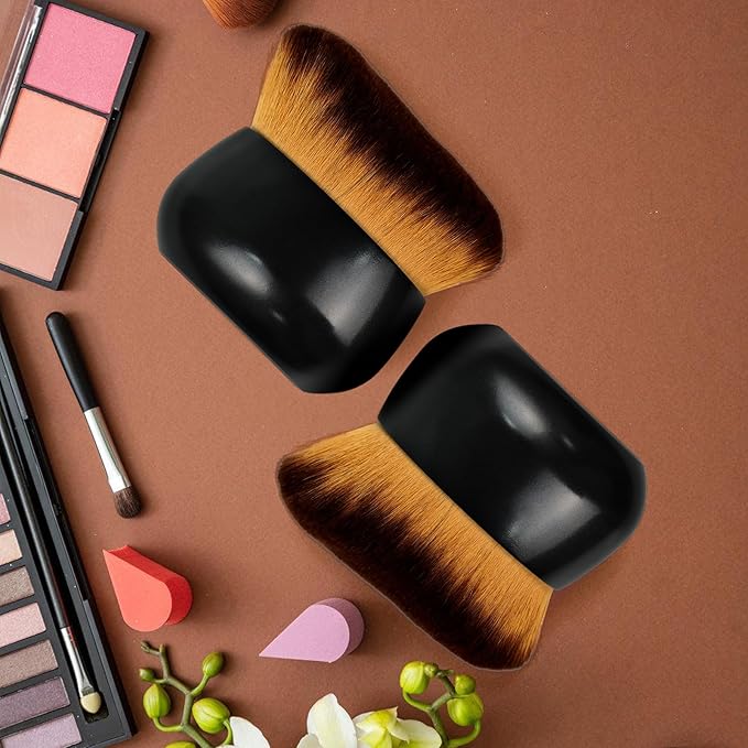 Extra Large Body Makeup Brush For Self Tanner, Leg Makeup &Bronzer Blend,75 mm Wide-headed Kabuki Brush Provides More Even& Pretty Application, Sunscreen Face& Back Makeup Brush, Wet& Dry Use- Black