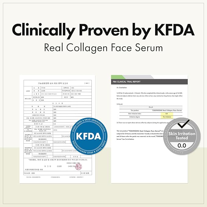 Real Collagen Face Serum, Hydrating & Firming Serum with hydrolyzed collagen, Hyaluronic Acid, Plumps, Sagging Skin, Reduces Fine Lines and Wrinkles, Korean Skincare, 33ml / 1.11 fl. oz.