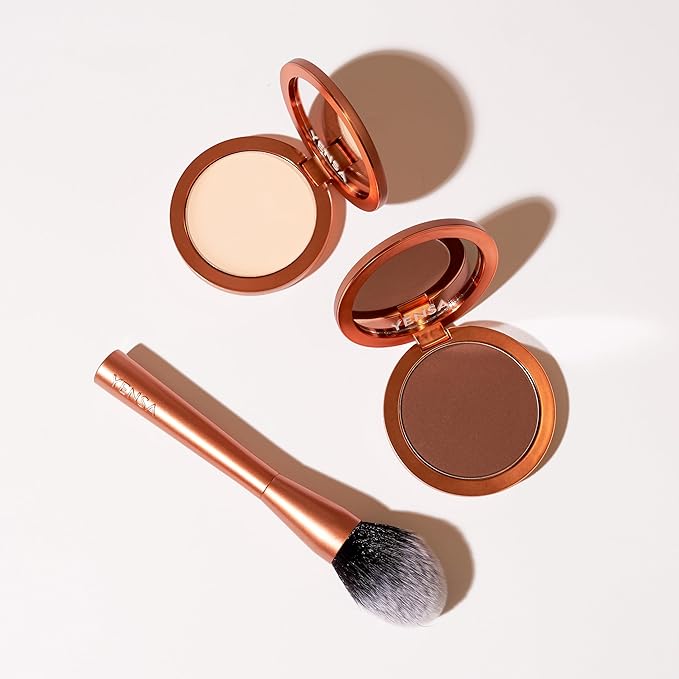 YENSA Super Serum Silk Powder Foundation Lightweight, Superfood Foundation For Perfecting & Smoothing Skin, Semi-Matte Finish, Vegan & Cruelty-free (Tan 2)