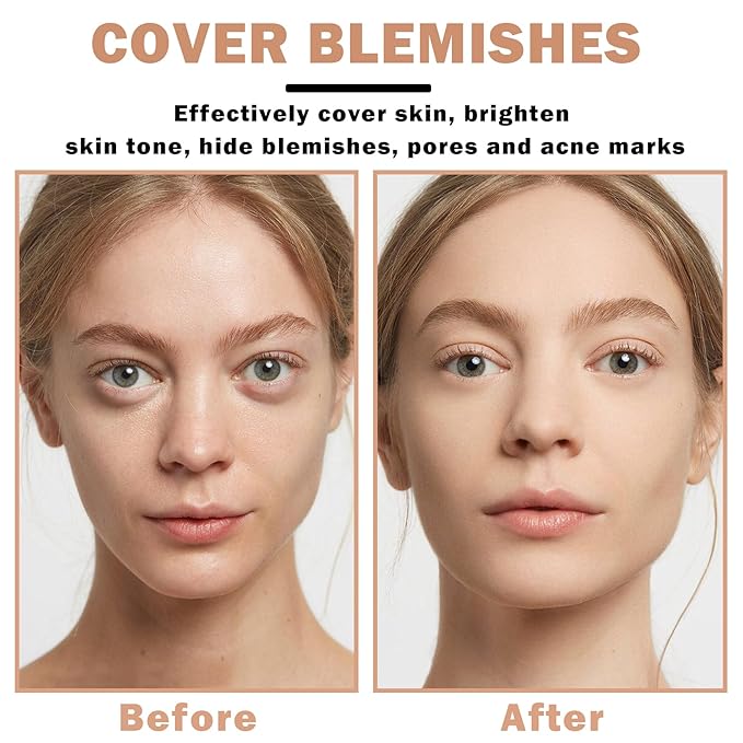 Airbrush Foundation Makeup Spray Silky Lightweight Full Coverage Foundation Face Air Cushion Foundation Set with Soft Makeup Brush - Natural Color