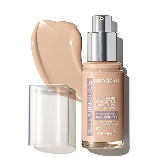 Revlon Illuminance Skin-Caring Liquid Foundation, Hyaluronic Acid, Hydrating and Nourishing Formula with Medium Coverage, 205 Natural Ochre (Pack of 1)