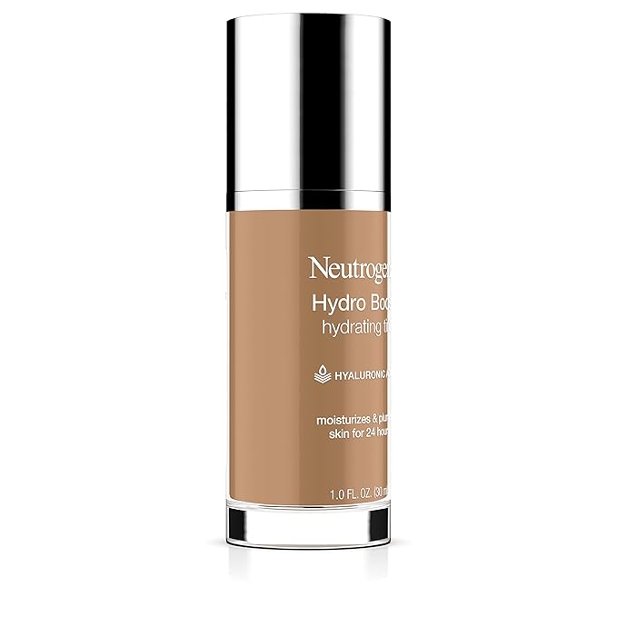 Neutrogena Hydro Boost Hydrating Tint Foundation Makeup for Dry Skin, with Hyaluronic Acid, Lightweight Oil-Free Water Gel, Non-Comedogenic, 105 Caramel Color 1.0 fl. oz