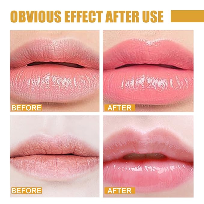 4PCS Nourishing Bee Lip Balm Honey Pot, Honey & Strawberry Lip Mask Moisturizing Lip Balm with Brush, Hydrating & Prevention Dry and Cracked Lips Reduces Lip Lines Lip Care Product